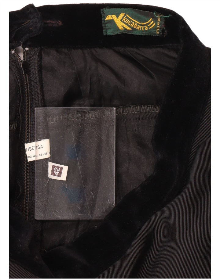 Saia feminina vintage de cintura alta em camadas IT 42 médio W26 viscose preta