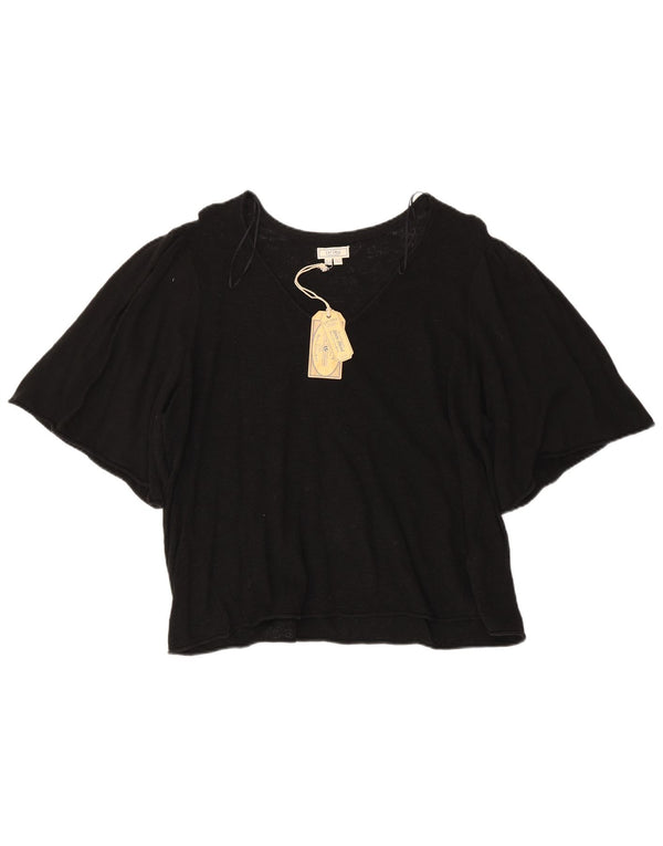Blusa feminina Fat Face Top UK 18 XL algodão preto