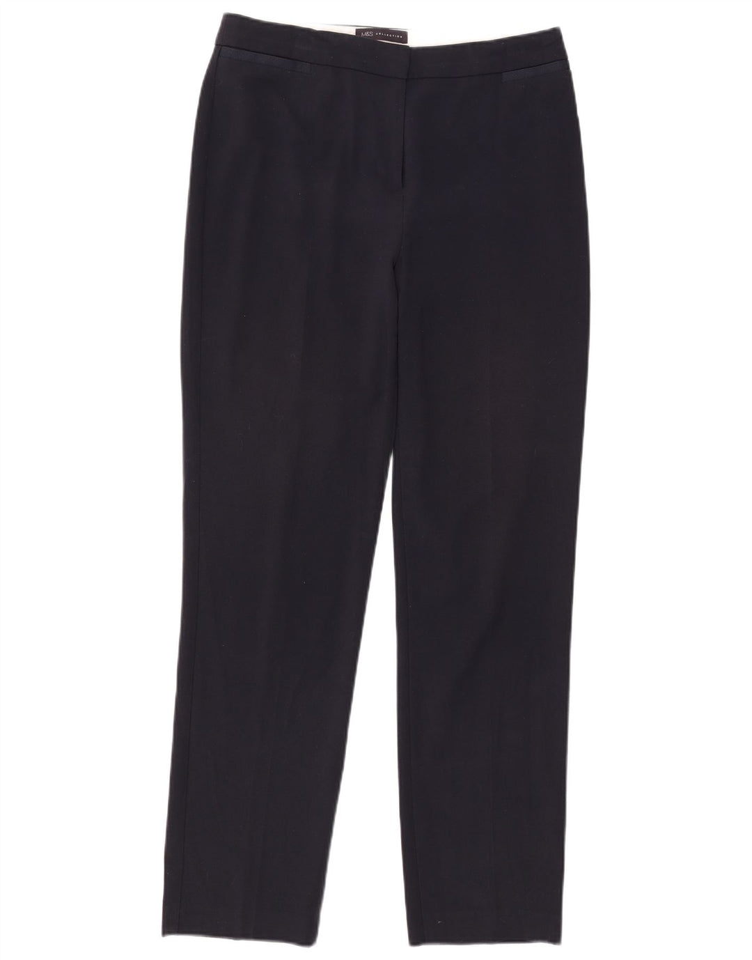 Calça feminina Marks & Spencer Slim Suit UK 12 Médio W32 L31 Azul marinho
