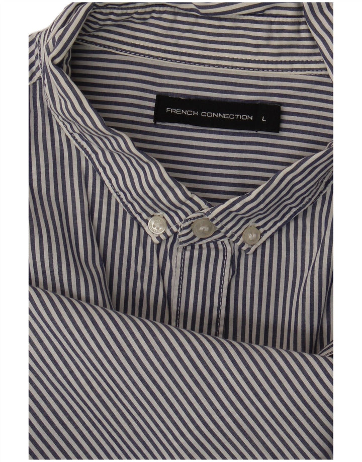 Camisa masculina French Connection grande listra azul marinho