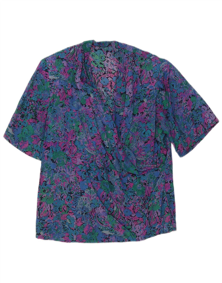 Blusa feminina VINTAGE UK 12 média floral multicolorida