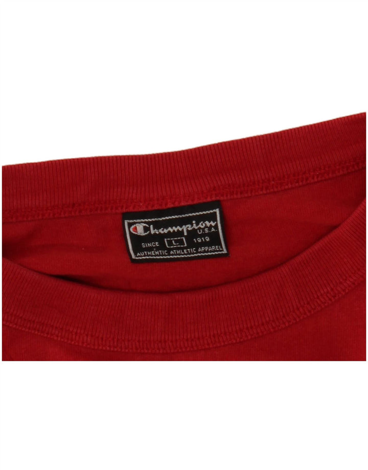 Campeão masculino gráfico top manga comprida grande vermelho