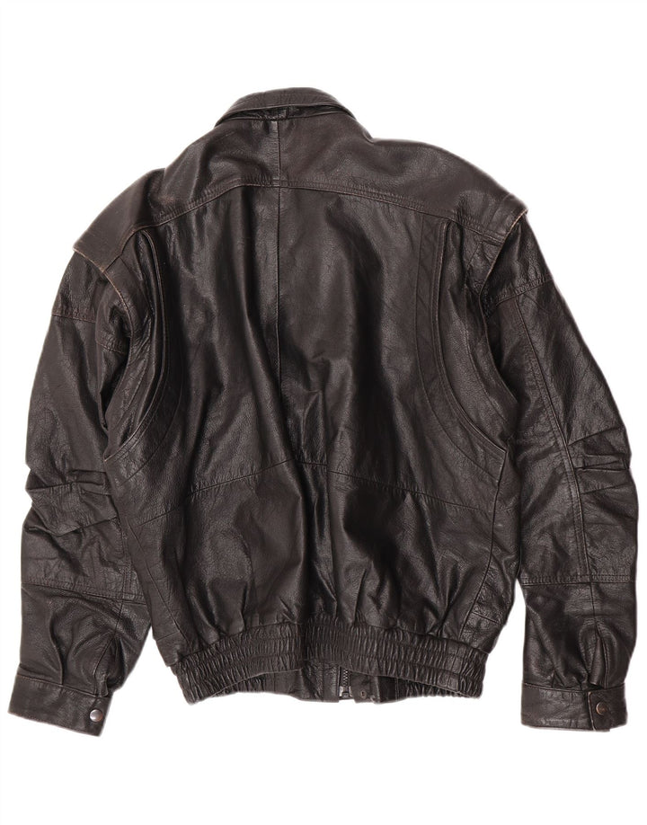 Jaqueta masculina de couro bomber C&A Reino Unido 40 grande couro preto