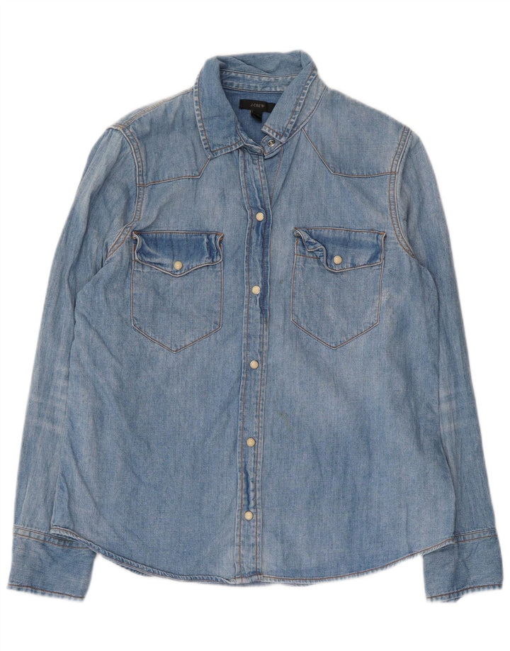 Camisa jeans feminina J. Crew US 12 grande algodão azul