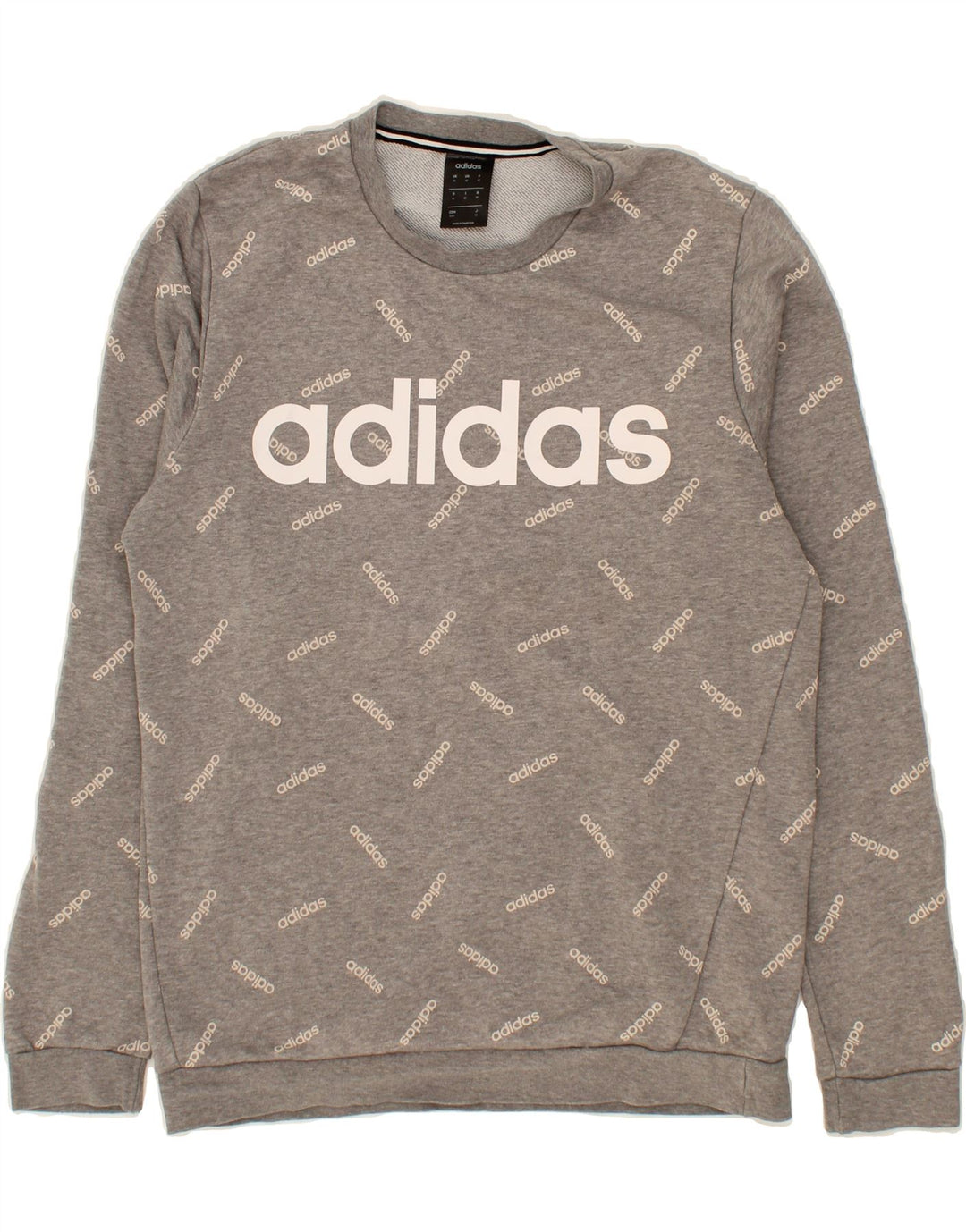ADIDAS Mens Graphic Sweatshirt Jumper Medium Grey Cotton Vintage Adidas and Second-Hand Adidas from Messina Hembry 