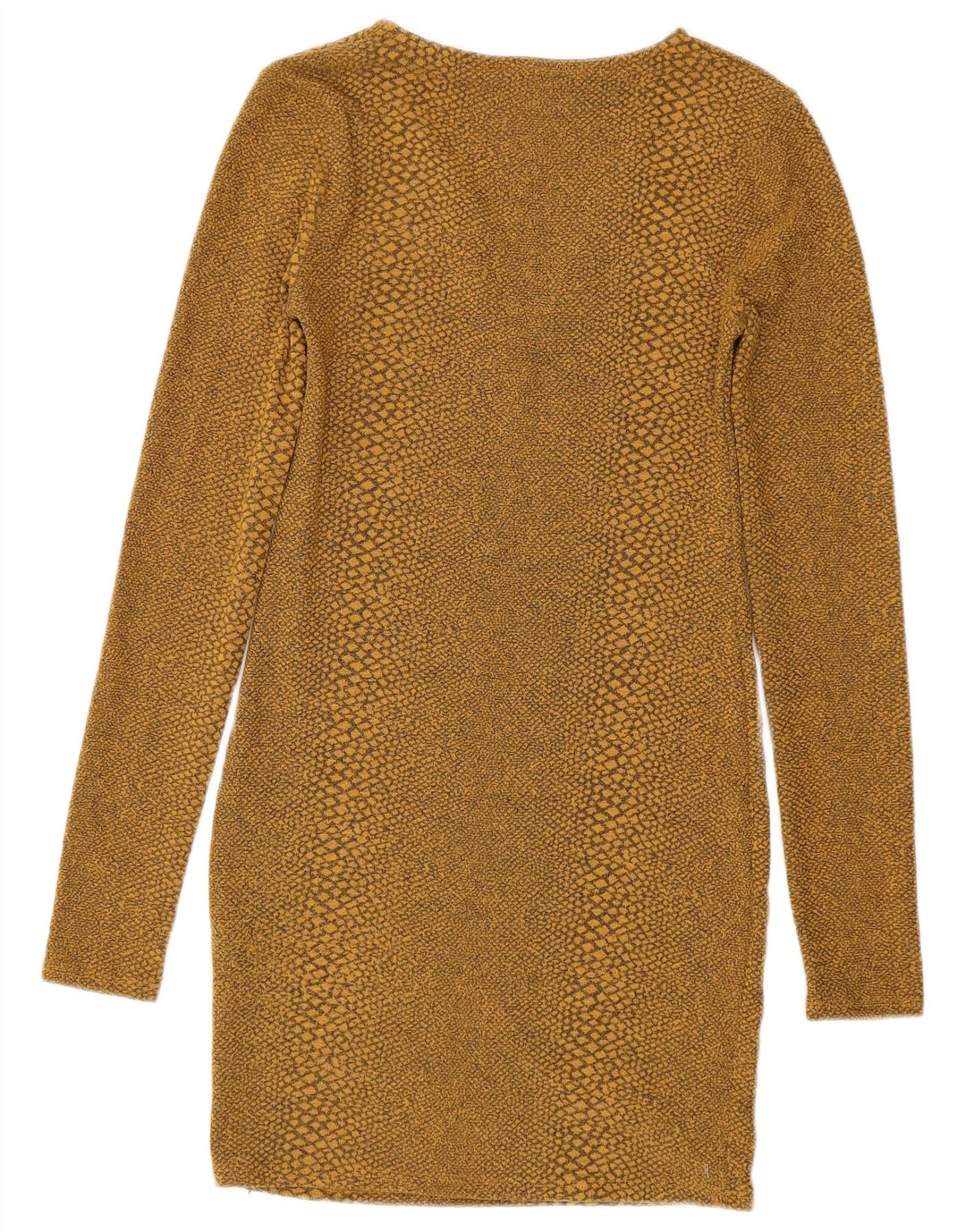 Vestido bodycon feminino de manga comprida ZARA Reino Unido 8 pequeno amarelo estampa animal