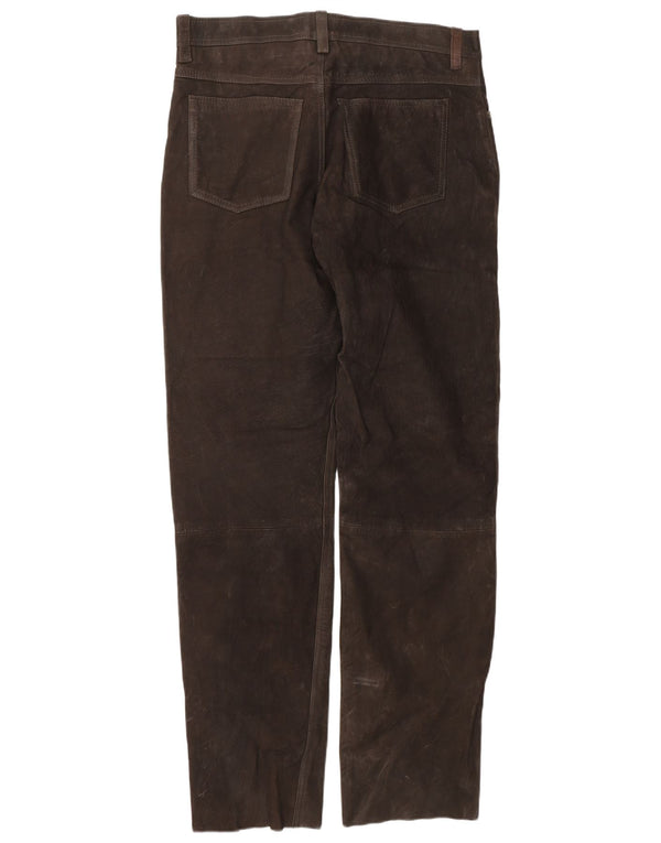 Calça masculina de camurça reta Front Line IT 52 XL W38 L34 couro marrom