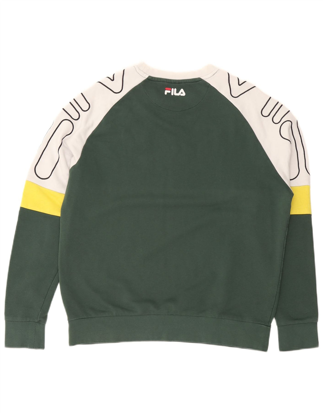 FILA Moletom Gráfico Masculino Jumper Pequeno Verde Colorblock Algodão