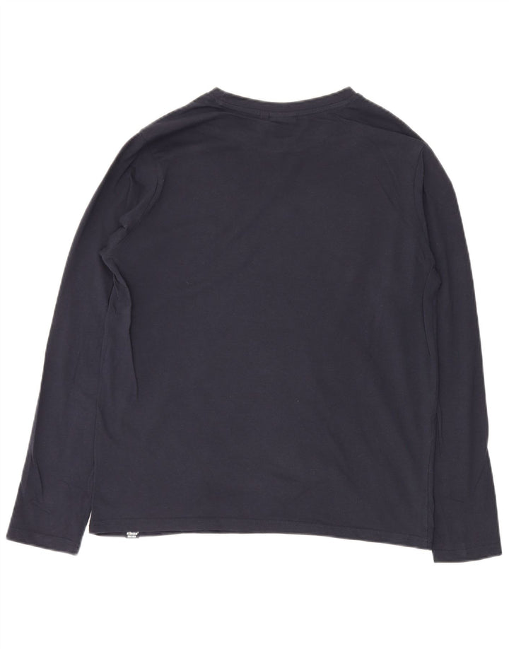 Ellesse Top masculino de manga comprida médio azul marinho algodão