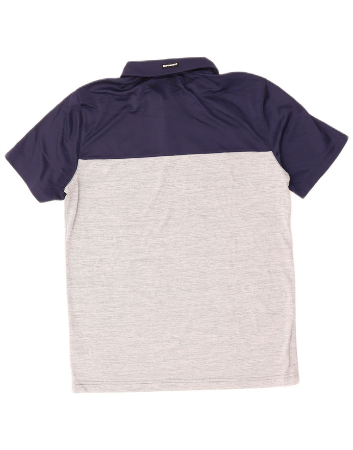Camisa polo masculina PUMA grande poliéster colorblock azul marinho