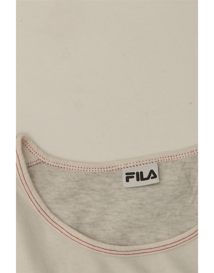FILA Top gráfico feminino manga comprida UK 12 cinza médio manchado
