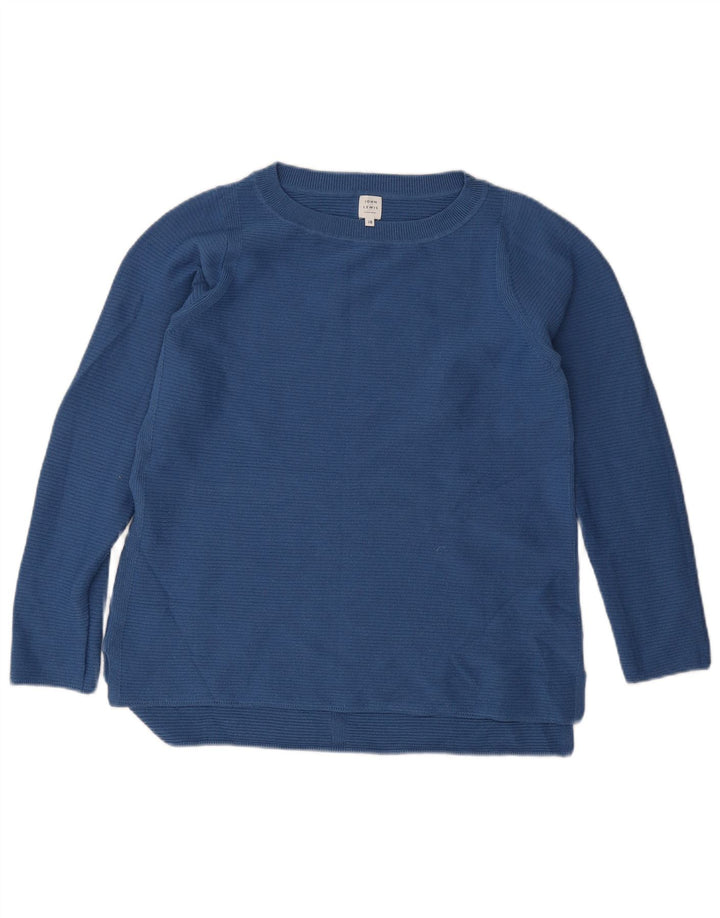 Suéter feminino John Lewis com gola canoa Reino Unido 10 poliéster azul pequeno