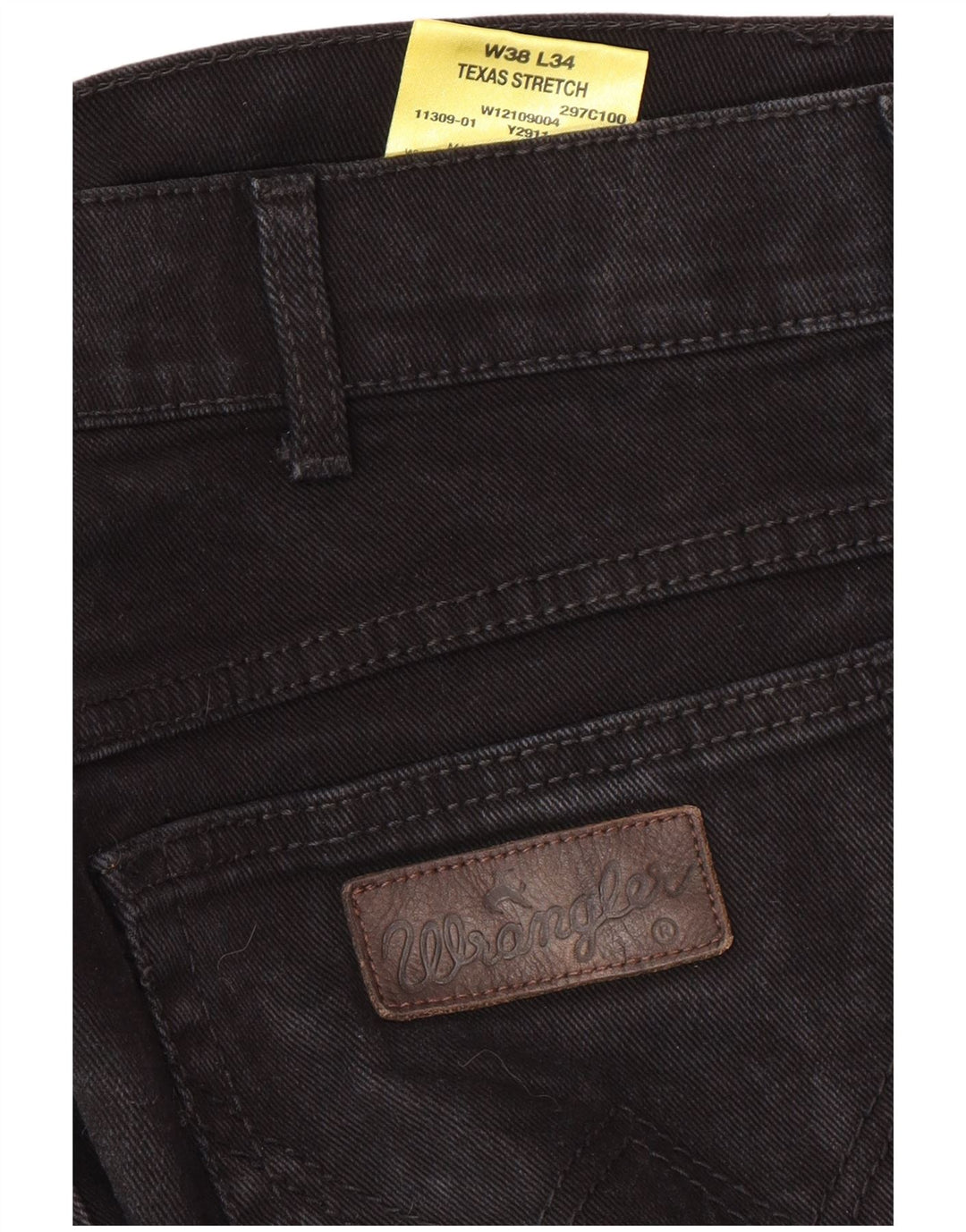 WRANGLER Masculino Texas Stretch Straight Jeans W38 L34 Algodão Preto