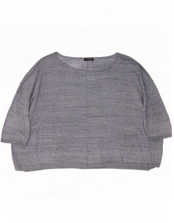 Blusa feminina de manga 3/4 Marks & Spencer UK 20/22 2XL azul manchada