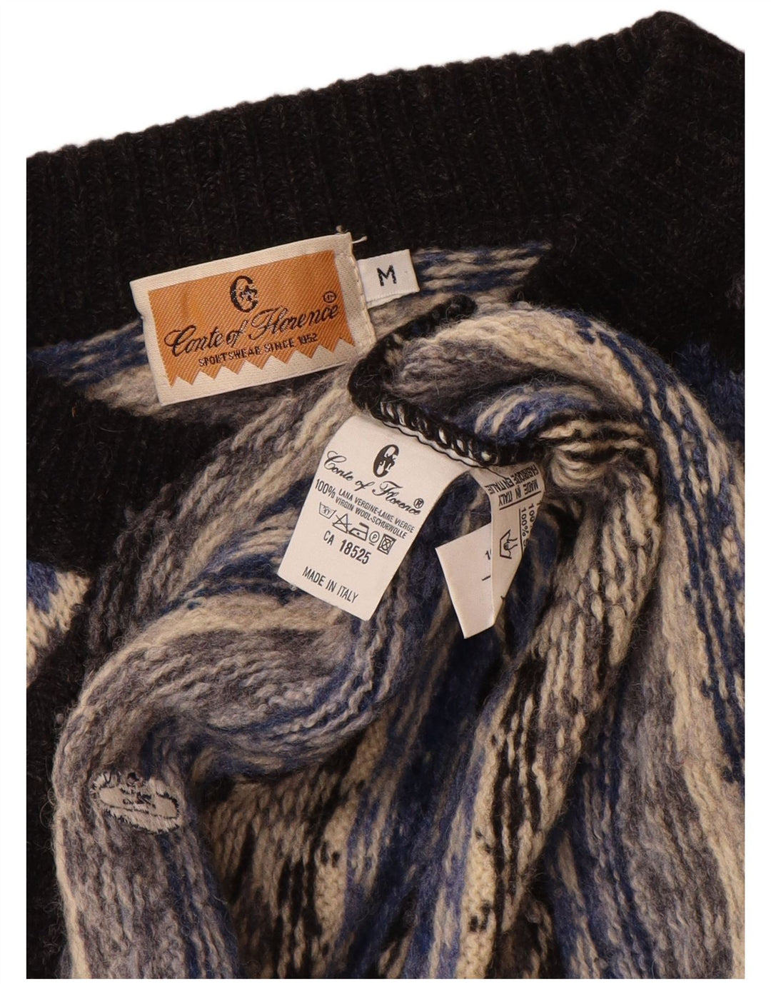 Suéter masculino CONTE OF FLORENCE com gola redonda, médio bege Fair Isle