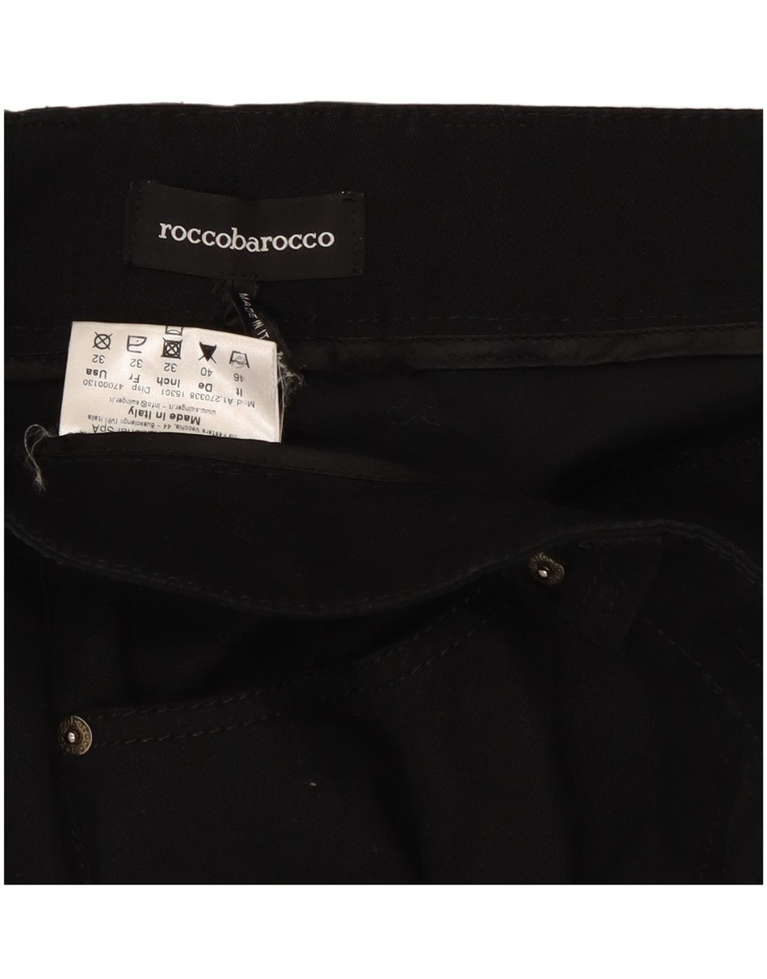 Calça jeans feminina Roccobarocco W32 L32 algodão preto