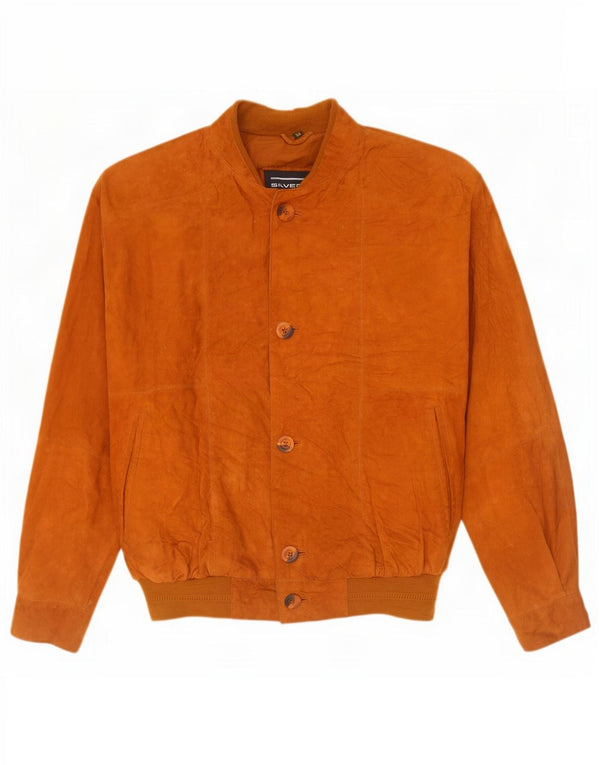 Jaqueta bomber masculina vintage de camurça IT 50 couro marrom grande