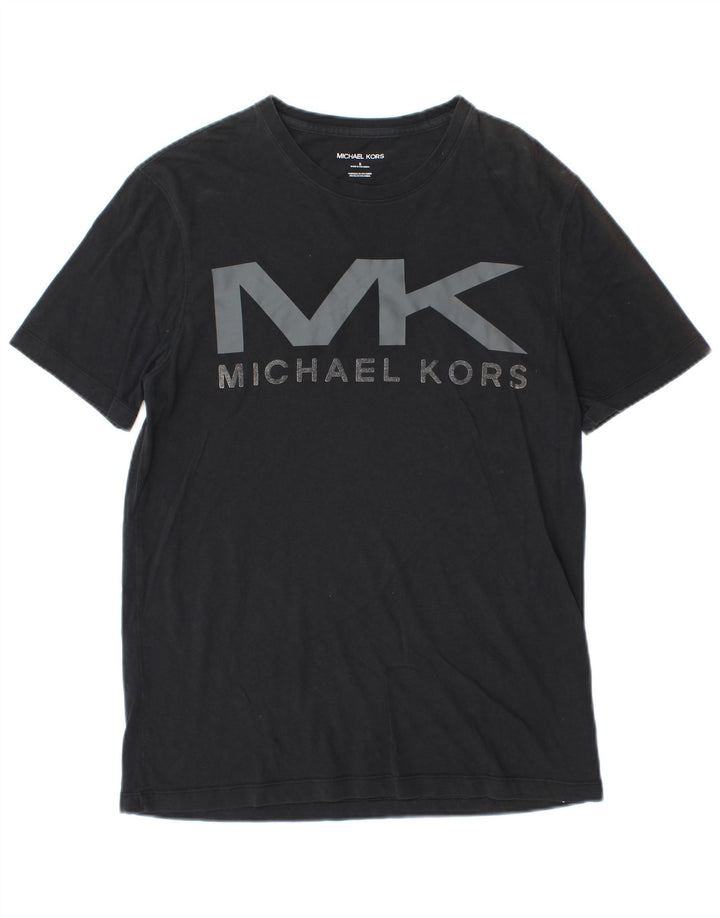 MICHAEL KORS Camiseta masculina gráfica top pequeno algodão preto