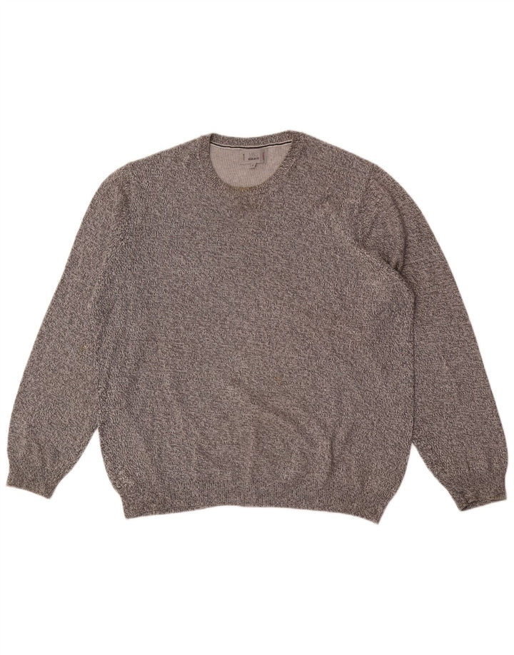 Suéter masculino Marks & Spencer com gola redonda grande cinza manchado