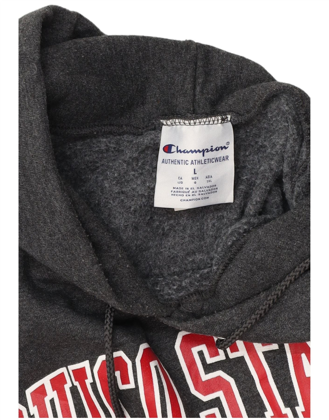 Jumper masculino com capuz gráfico Champion grande algodão cinza