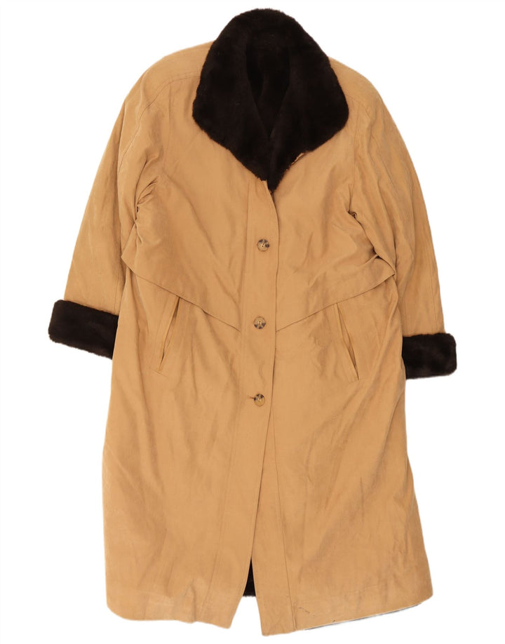 Trench Coat feminino vintage Sherpa UK 12 poliéster bege médio
