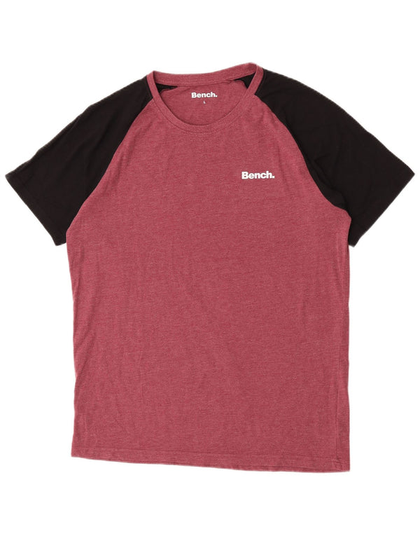 Camiseta masculina de manga curta regular Bench Top grande de algodão colorido vermelho