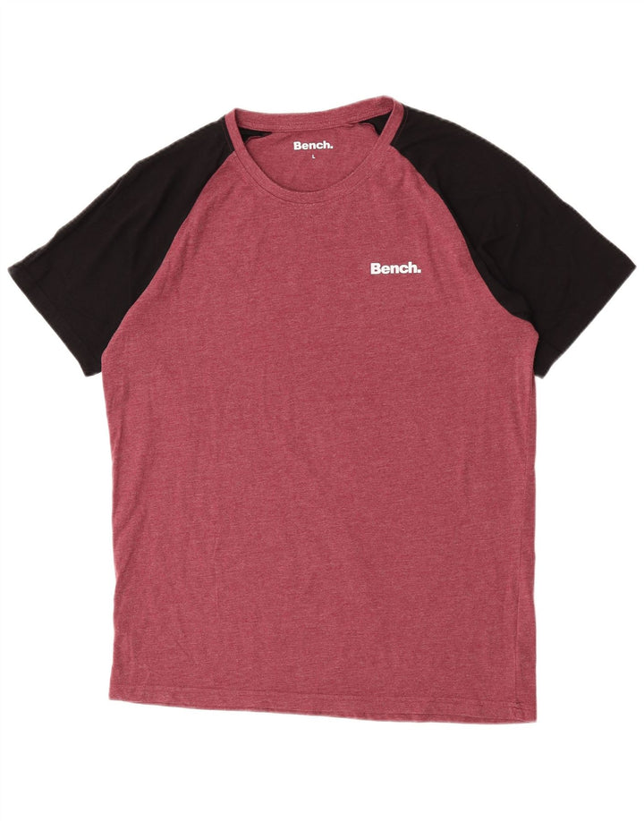 Camiseta masculina de manga curta regular Bench Top grande de algodão colorido vermelho