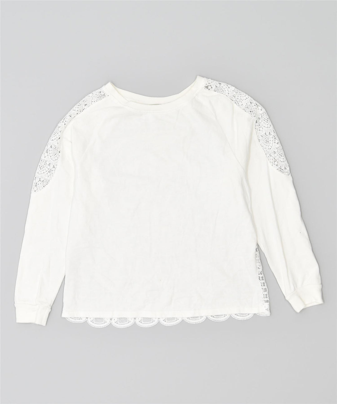 DESIGUAL Suéter feminino superdimensionado Reino Unido 14 grande algodão branco