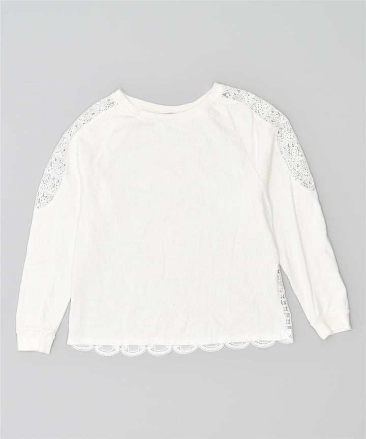 DESIGUAL Suéter feminino superdimensionado Reino Unido 14 grande algodão branco