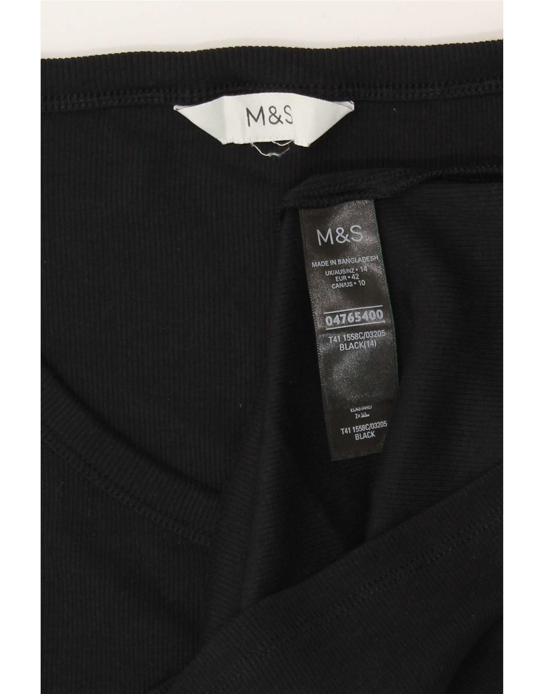Camiseta feminina Marks & Spencer UK 14 algodão preto médio