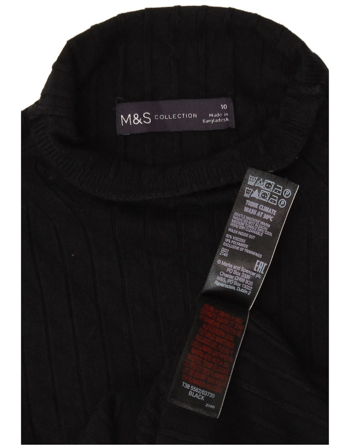 Suéter feminino Marks & Spencer com gola redonda e viscose preta pequena Reino Unido 10