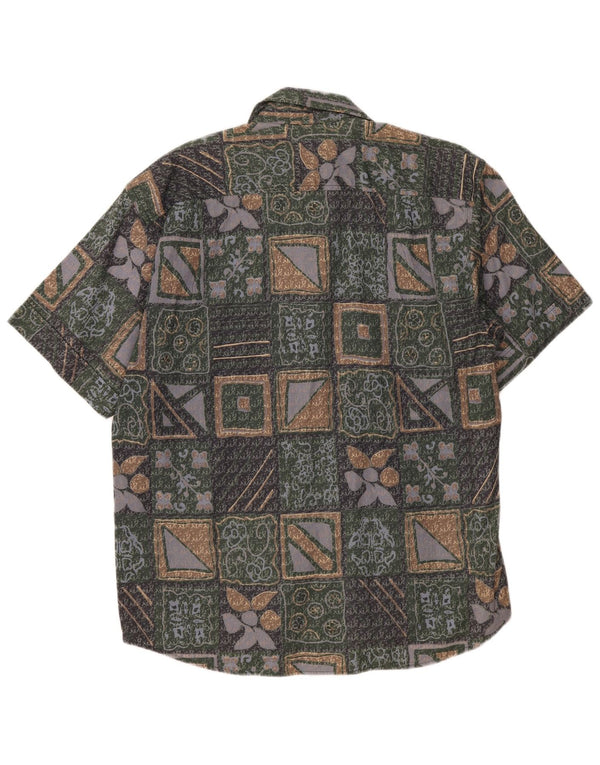 Camisa masculina de manga curta Bodoni tamanho 41/42 grande algodão floral verde
