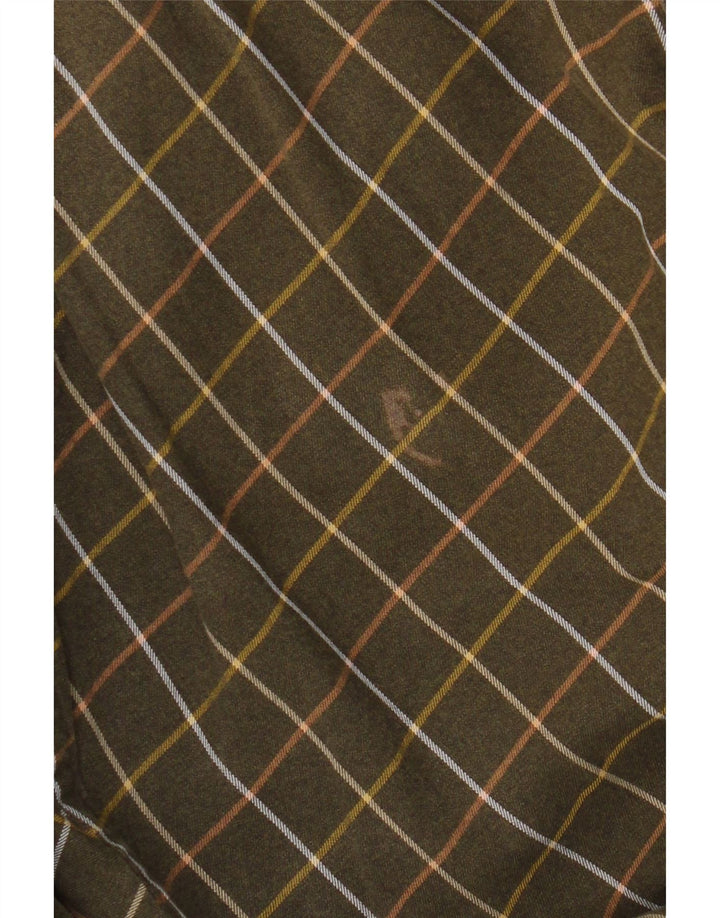 Camisa masculina Orvis 2XL algodão xadrez cáqui