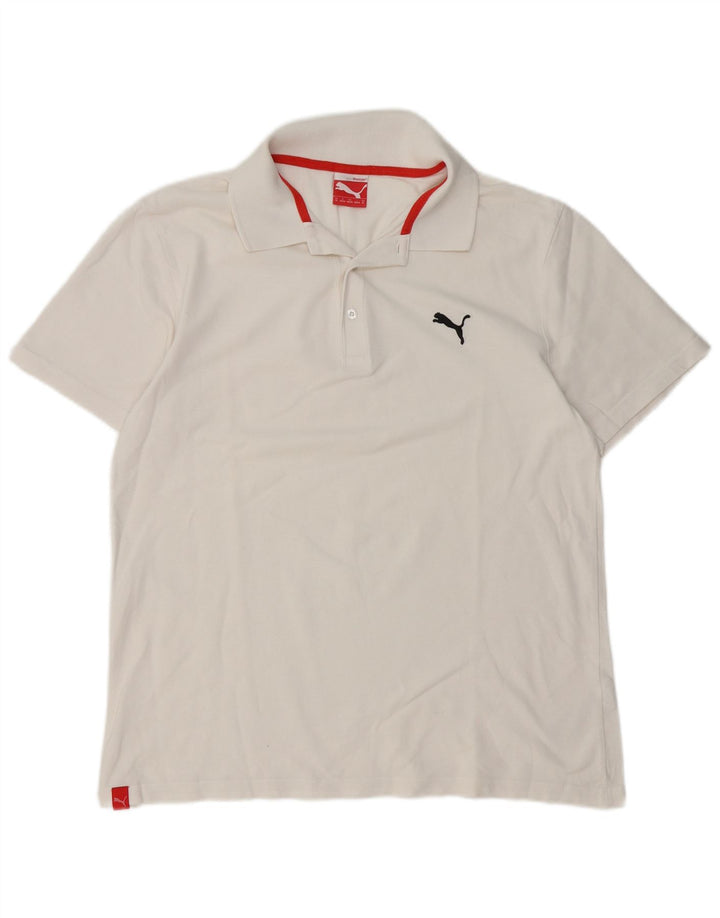 Camisa polo masculina Puma médio algodão branco