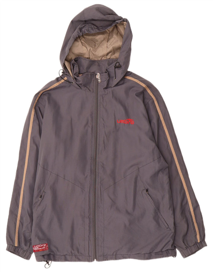 Jaqueta de chuva com capuz masculina Umbro UK 36 poliéster cinza pequeno