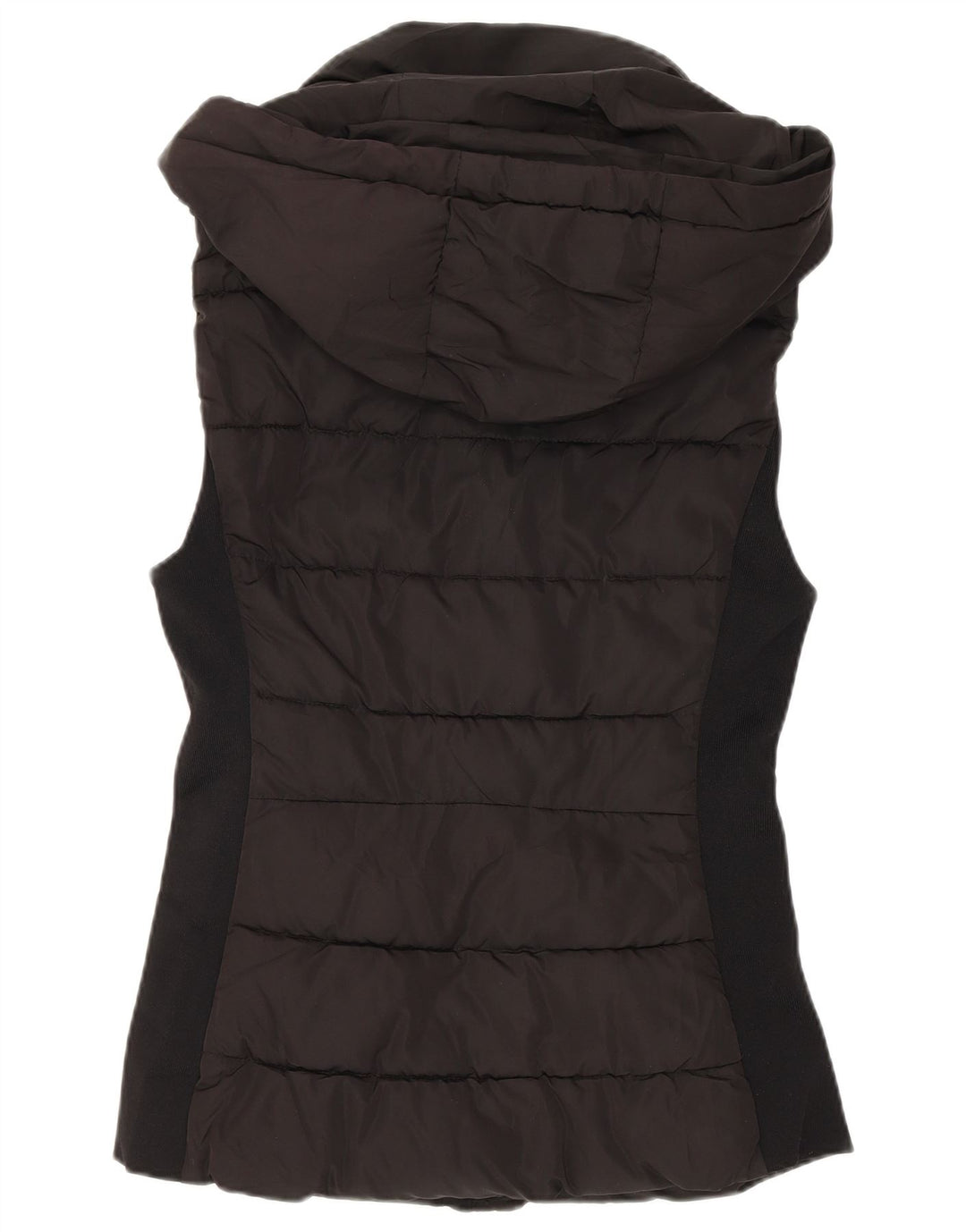 Colete acolchoado com capuz feminino Zara UK 10 pequeno poliéster preto
