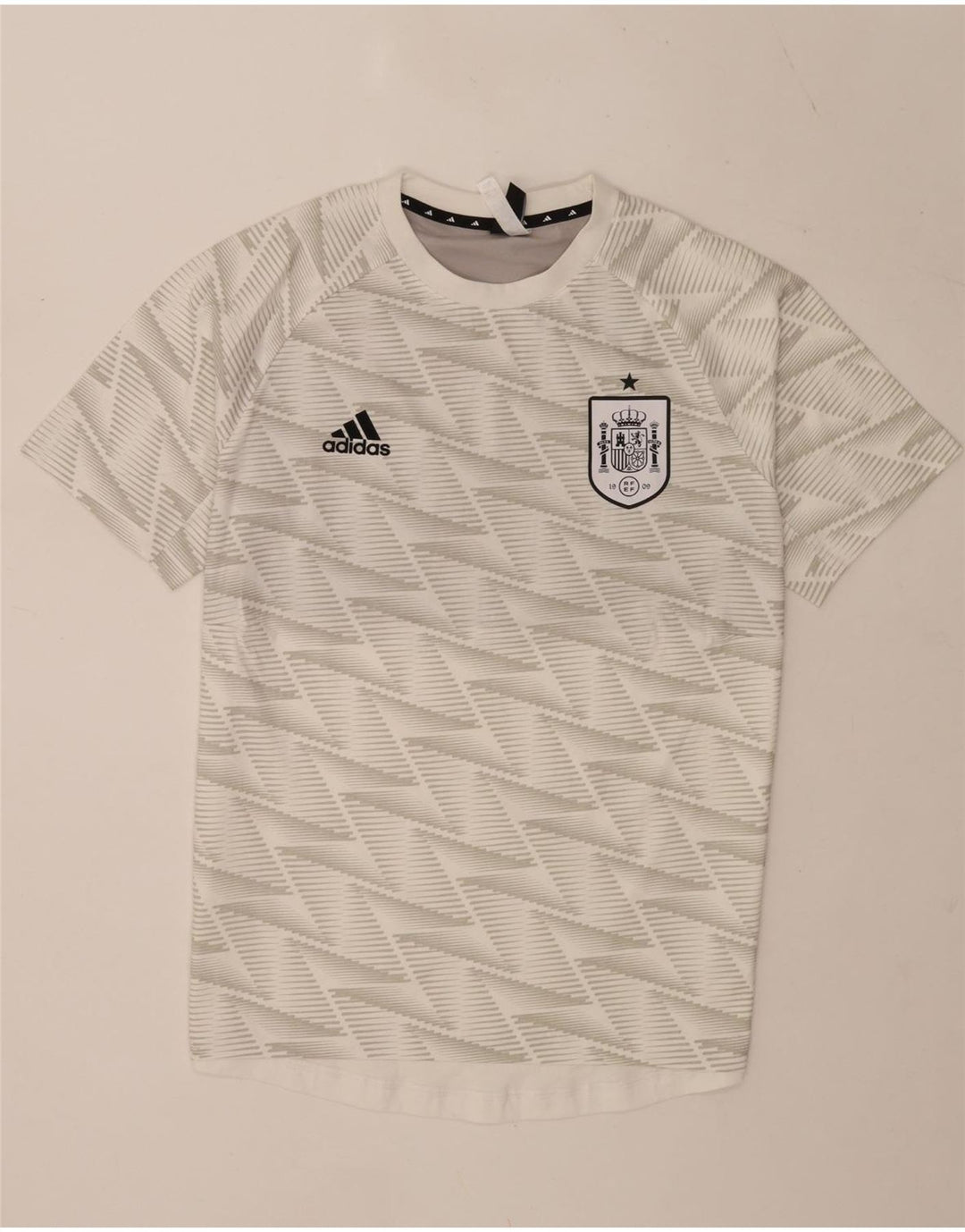 Adidas Mens T-Shirt Top Médio Algodão Geométrico Branco