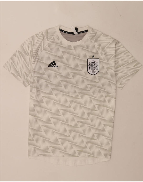 Adidas Mens T-Shirt Top Médio Algodão Geométrico Branco
