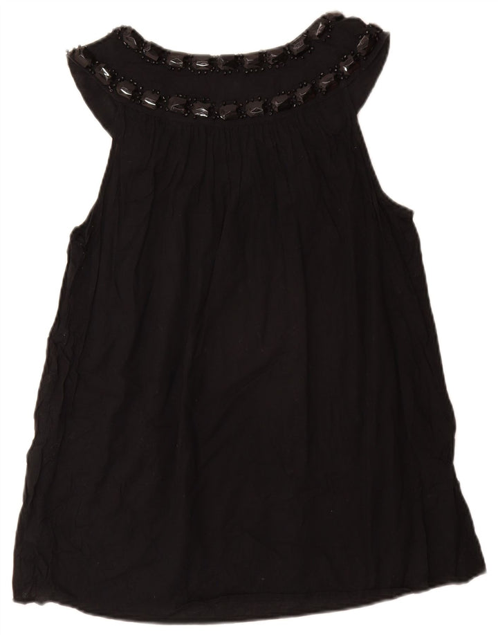 Blusa feminina sem mangas MICHAEL KORS Reino Unido 12 algodão preto médio