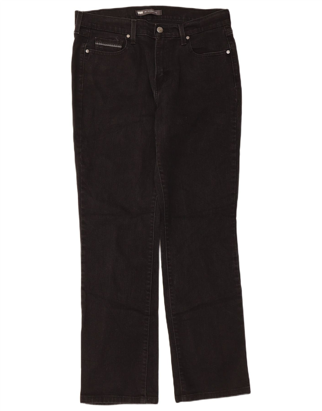 Calça jeans feminina Levi's 505 Straight W31 L32 algodão preto