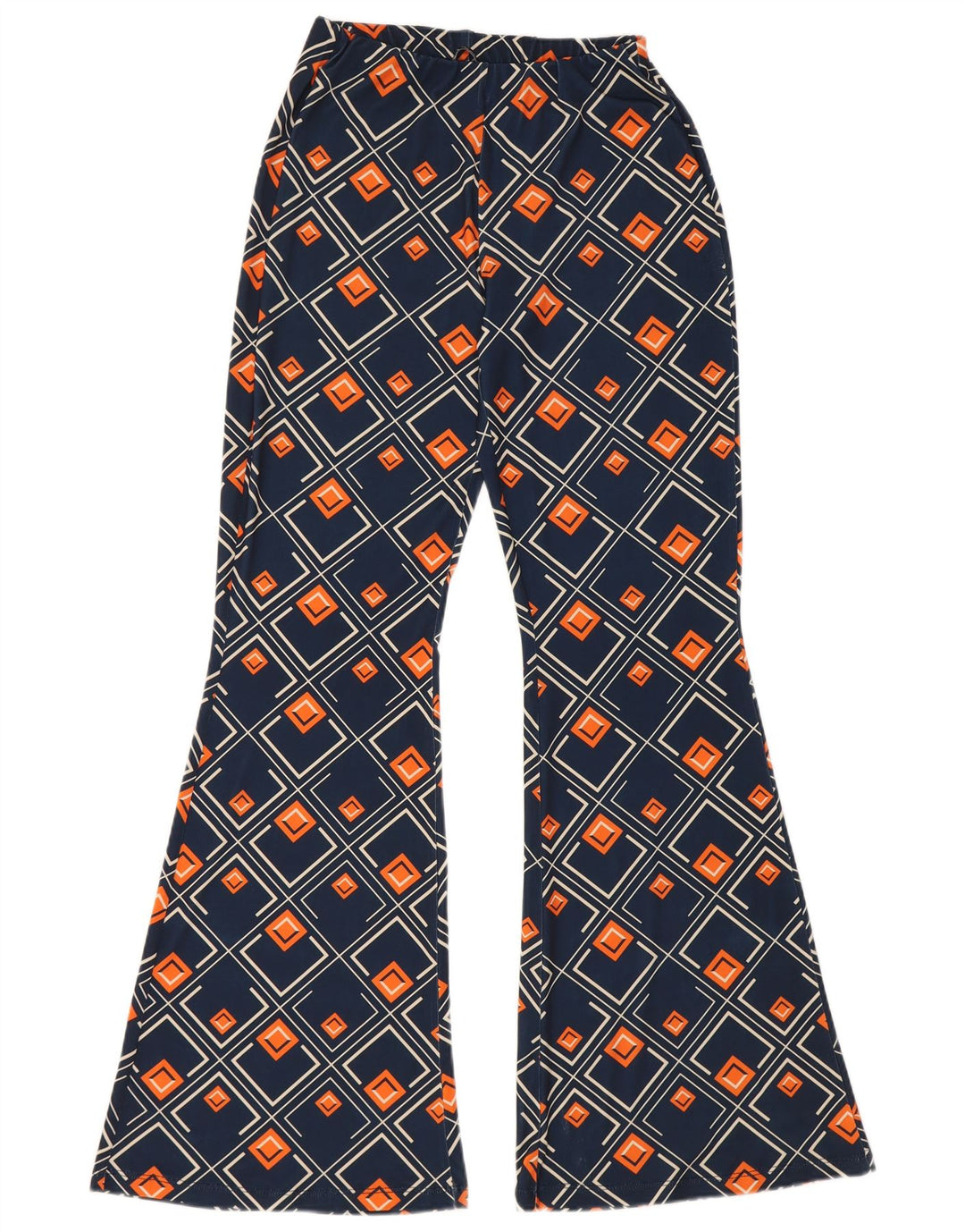 Calça flare feminina Zara médio W28 L32 azul marinho geométrico