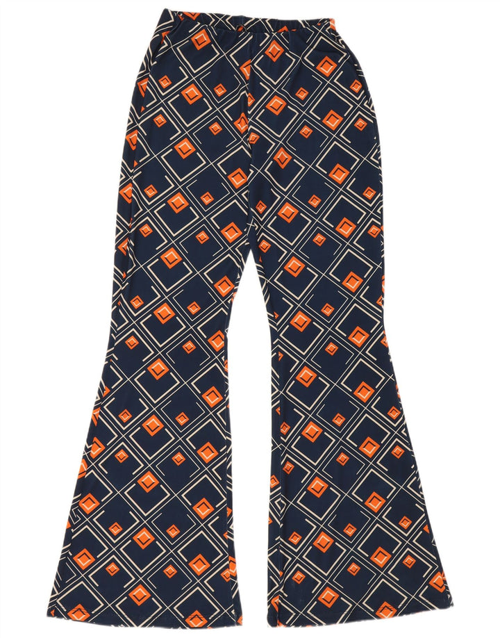 Calça flare feminina Zara médio W28 L32 azul marinho geométrico