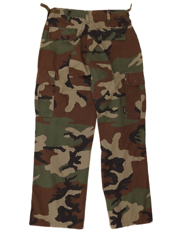 Calça cargo reta masculina Mil-Tec pequena W28 L28 camuflada multicolorida