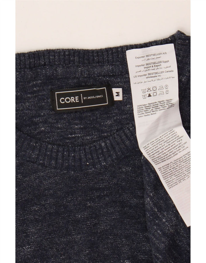 Suéter masculino Jack & Jones com gola redonda, algodão manchado azul marinho médio