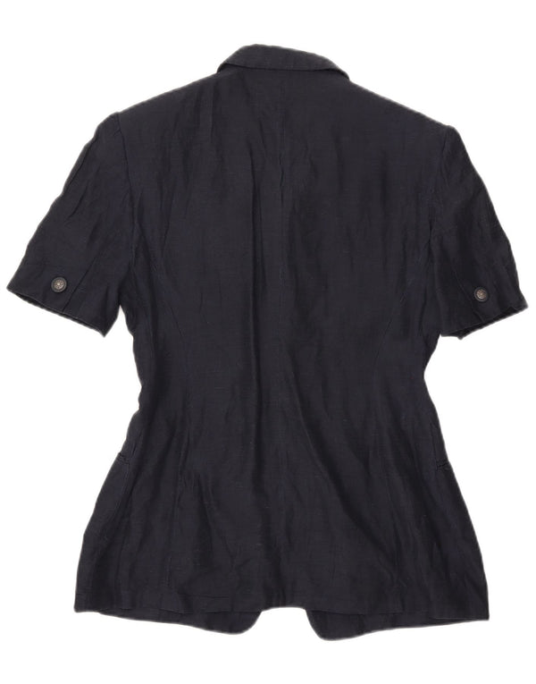 Jaqueta blazer feminina vintage de manga curta com 4 botões Reino Unido 16 grande azul marinho