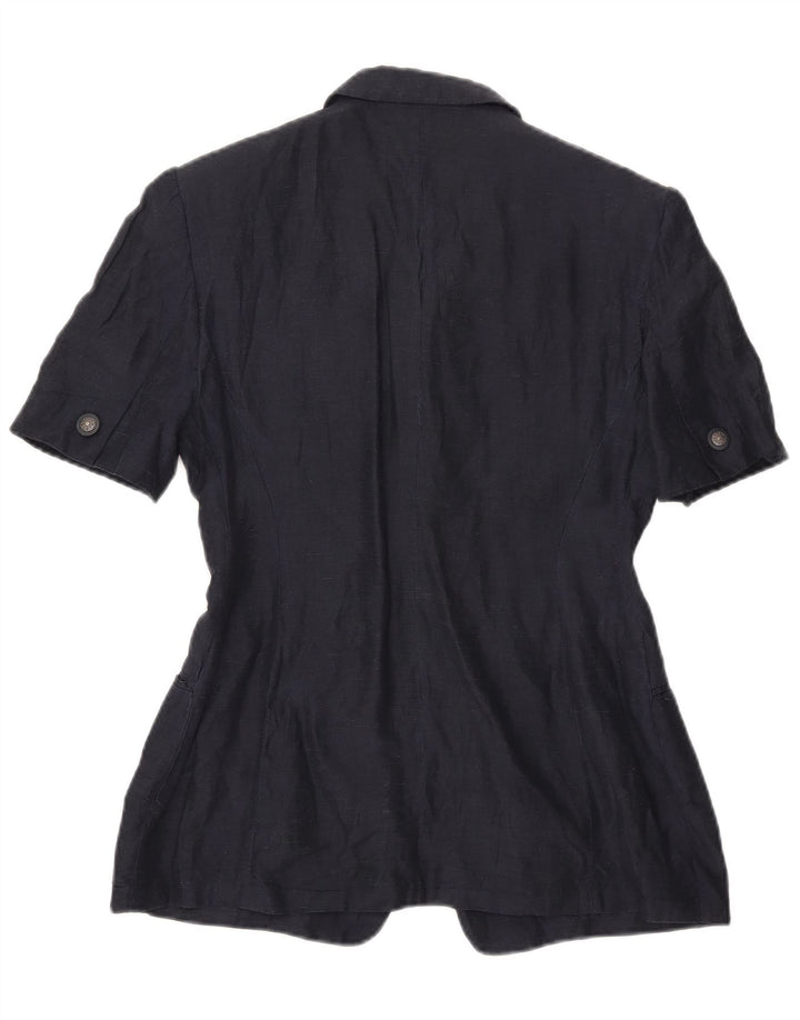 Jaqueta blazer feminina vintage de manga curta com 4 botões Reino Unido 16 grande azul marinho