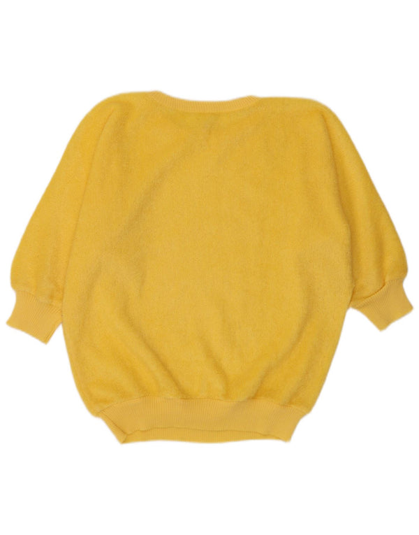 Suéter feminino vintage com manga 3/4 e gola redonda EU 46 XL amarelo