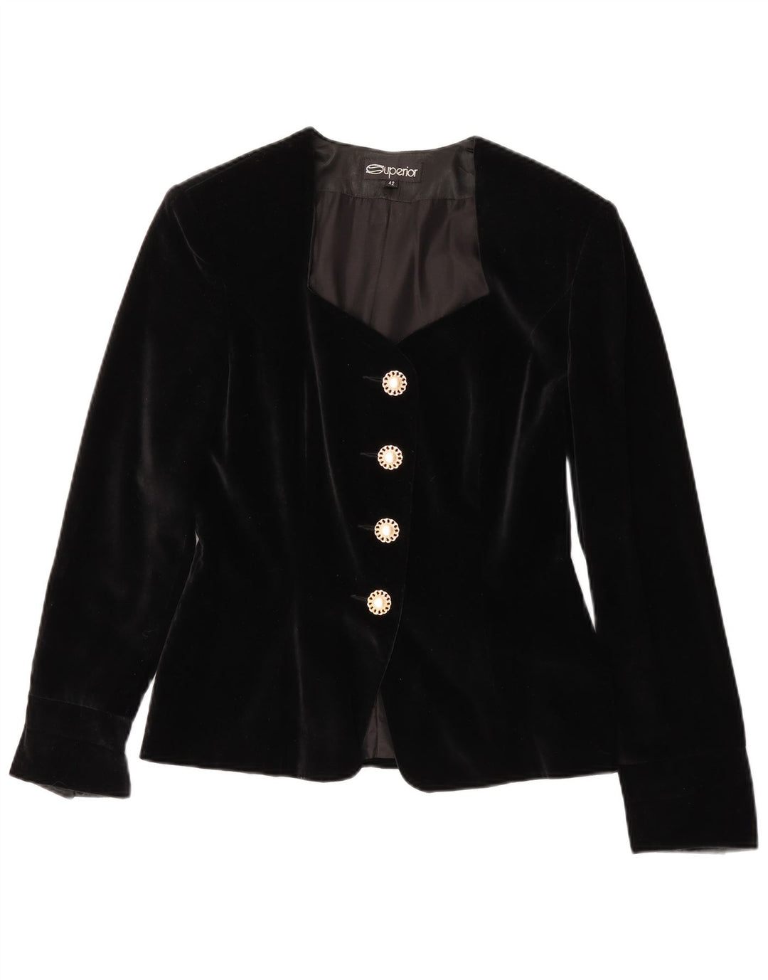 Conjunto de saia feminina superior de veludo com 4 botões e 2 peças IT 42 médio W28 preto