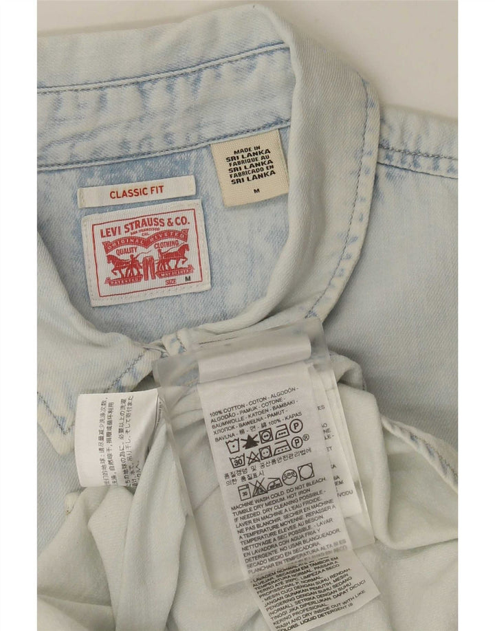 Camisa jeans feminina Levi's Classic Fit UK 14 algodão azul médio