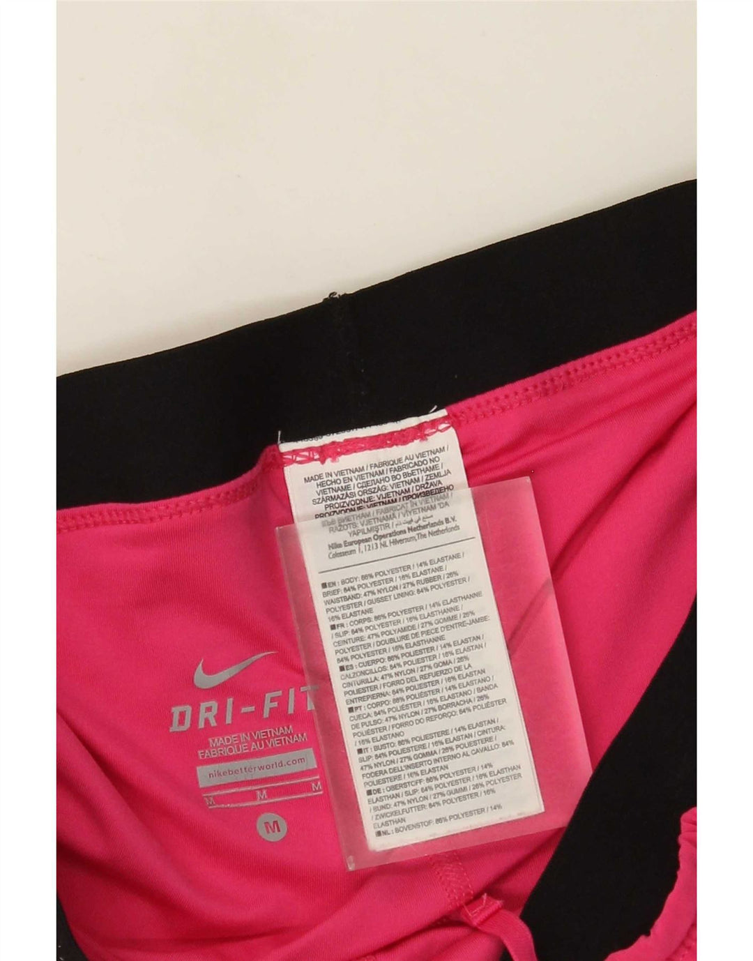 Shorts esportivos femininos Nike Dri Fit UK 12 poliéster colorblock rosa médio